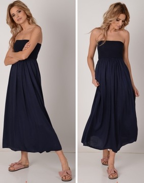 Длинное, ЛЕГКОЕ, платье-юбка в резинку, ТЕМНО-СИНИЙ