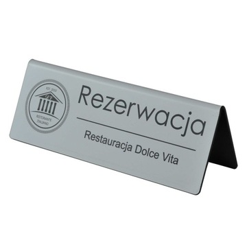 TABLICZKA INFORMACYJNA REZERWACJA 15x5 cm - 10szt.