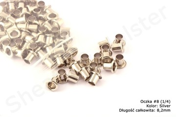 Oczka do Kydexu -SILVER- dł. 8,2mm - 25 sztuk