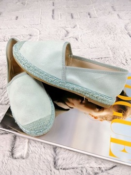 ESPADRYLE BALERINY MIĘTOWE PASTELOWE ZIELONE R.38