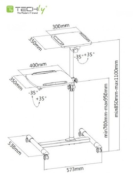 Uchwyt do projektora TECHLY 309593 (10 kg/850 - 1100mm)