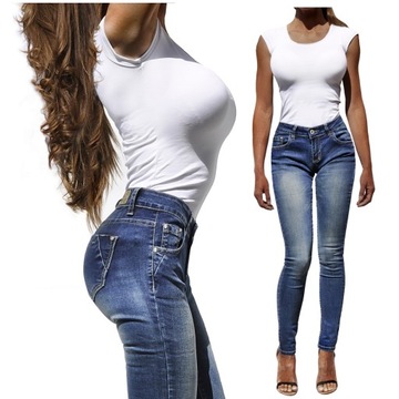 #T062 JEANS SPODNIE WYGODNE rurki dopasowane XS