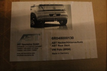 ABT VW POLO 5 V 6R0 ЗАДНИЙ БАМПЕР ХОККЕЙНЫЙ СПОЙЛЕР