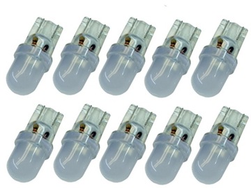 żarówka LED T10 w5w w3w matowa biała zimna 12v x10