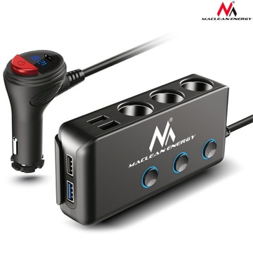 РАЗветвитель прикуривателя 12-24В 4xUSB 1м PD QC 120Вт MACLEAN MCE218