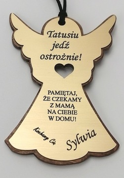 Zawieszka ANIOŁEK do auta, GRAWER, złoty