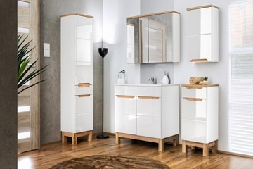 ZESTAW MEBLI ŁAZIENKOWYCH BALI 80 CM BIAŁY z umywalką , lustrem
