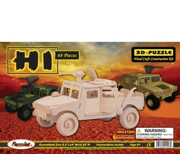 PUZZLE DREWNIANE 3D SAMOCHÓD WÓZ BOJOWY