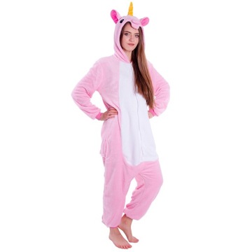 JEDNOROŻEC PIŻAMA Jednoczęściowa Kigurumi Przebranie Onesie S 146-154 cm