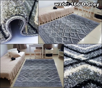 Stylowy Gęsto Tkany Dywan Rio Fryz 180x260 Beż Szary -Wzory w Galerii !