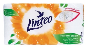 PAPIER TOALETOWY Linteo 3 WARSTWOWY bezzapachowy 8 rolek