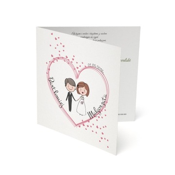 ZAPROSZENIA ŚLUBNE papier PŁÓTNO para młoda love