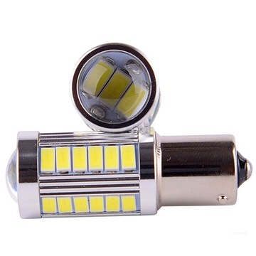 P21W 33 SMD 5630 + soczewka LED BA15S zimna 12V