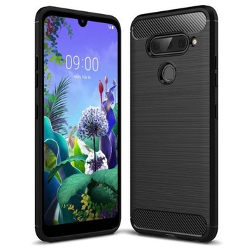 ETUI PANCERNE CARBON CASE DO LG Q60 + SZKŁO