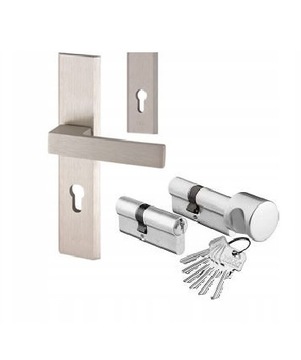 Klamka AXAHaga Inox+ wkładki WILKAsys.1klucza kl.B