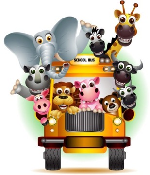 Naklejka na ścianę zoo safari bus zwierzęta 100 cm