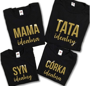 Koszulki dla Taty Mamy Córki i Syna, Rodzina idealna, Prezent dla Rodziny