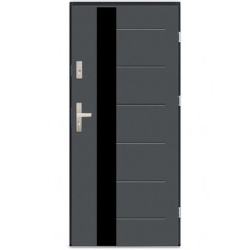 POLSKIE DRZWI ZEWNĘTRZNE STALOWE T29 black glass