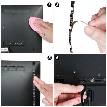 ПОДСВЕТКА ТЕЛЕВИЗОРА RGB СВЕТОДИОДНАЯ ЛЕНТА 4x 50см ПУЛЬТ USB
