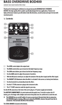 Behringer BOD400 Басовый эффект