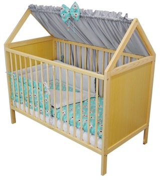 Комплект детской кроватки, диванчик 2в1, Дом Ясь, сосна, 120х60 см, постельное белье