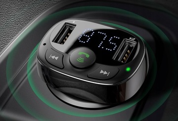 BASEUS TRANSMITER ŁADOWARKA 2xUSB FM BLUETOOTH CZYTNIK KART MICRO SD MP3