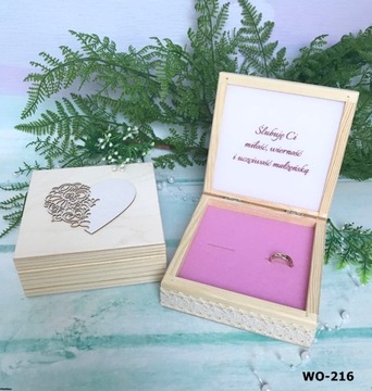 Эко-деревенская квадратная кружевная коробочка для обручальных колец