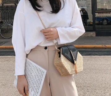 МИНИ СОЛОМЕННАЯ СУМКА ПЛЕТЕНАЯ КОРЗИНА ЦЕПЬ