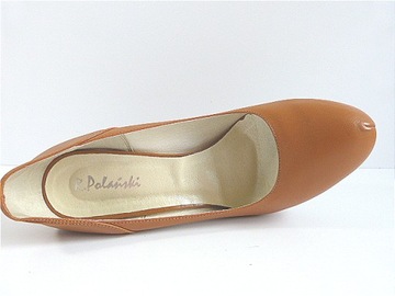 Czółenka R.Polański 39 brązowe skórzane buty damskie platformy