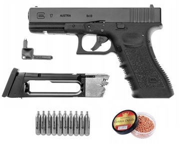 PISTOLET GLOCK 17 BLOWBACK 4.5mm BB + ZESTAW