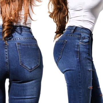 #S2567 Jeans WYSOKI STAN Cięte Strzępione 40/ L