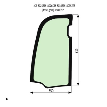 SZYBA DRZWI GÓRA JCB 8025 8026 8030 8035 ZTS