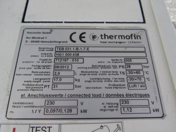 ОХЛАДИТЕЛЬ ИСПАРИТЕЛЬ THERMOFIN TEB 031.1B МОЩНОСТЬ 1,6 кВт