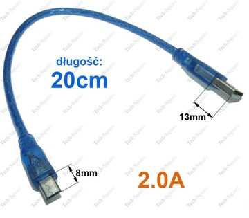 Kabel USB - micro USB krótki 30cm powerbank mocny