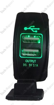 Монтажная розетка USB x2 3100 мА 12–24 В ЗЕЛЕНАЯ