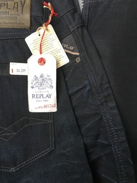 REPLAY Anbass Spodnie Jeans r. 30 / 32 Slim Fit