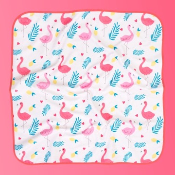 Детское полотенце с капюшоном, розовые фламинго.