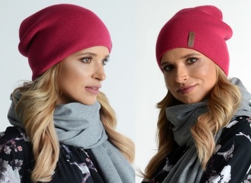 Damska Ciepła CZAPKA beanie podwójna kolory V1