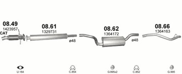 Глушитель + патрубок Ford Focus II двиг. 1.6+1.8+2.0 комби