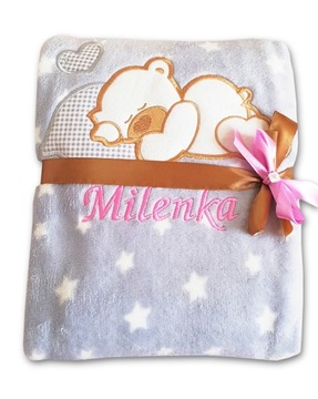Пушистое ОДЕЯЛО С ИМЕНЕМ + ПОДУШКА Вышивка Крещение