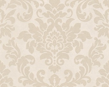 TAPETA 37270-3 DUŻY BEŻOWY ORNAMENT Z BROKATEM