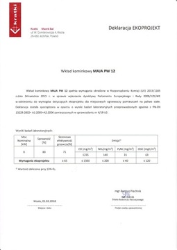 KOMINEK wkład wodny EKO lewy rama 76 akcesoria