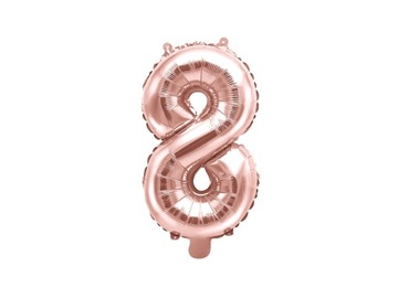 Balon 35cm CYFRA , 8 ' ROSE GOLD cyfry litery
