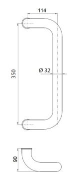 Ручка дверная 350мм, НЕРЖАВЕЮЩАЯ СТАЛЬ