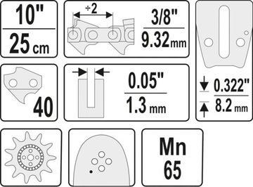 НАПРАВЛЯЮЩАЯ ЦЕПИ ДЛЯ ПИЛЫ YATO 10 3/8 0.05 40G