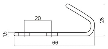 РУЧКА, КРЮК ДЛЯ ПЛОСКОЙ ДОСКИ, ОЦИНКОВАННЫЙ, 66 мм, БРЕЗЕНТ