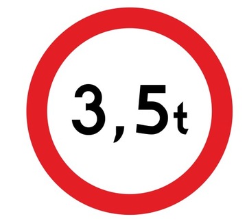 Znak B18 Zakaz wjazdu pojazdów o masie 3,5t 600mm