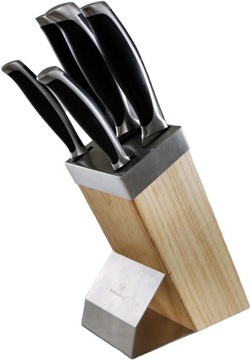 Набор кухонных ножей в блоке, 6 элементов, дерево-сталь 18/10 KingHoff 3462