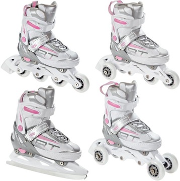 Rolki Wrotki Łyżwy 4w1 Regulowane RAVEN Profession White/Pink 35-39