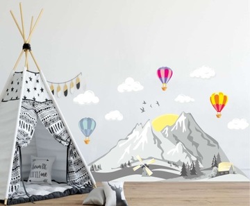 Воздушные шары детские Облака Горы НАКЛЕЙКИ 165х100см